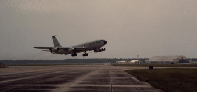 KC-135 Takes off using runway overrun